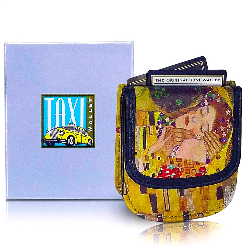 Artsy Vegan Leather Klimt “The Kiss” Taxi Wallet